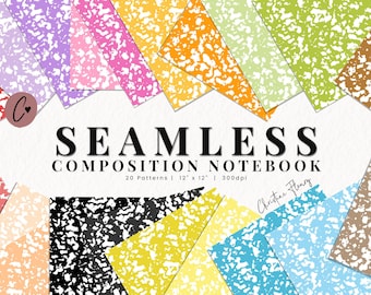 Seamless Composition Notebook Digital Paper, School PNG, Seamless School Background, Back To School Printable, Printable Scrapbook Paper