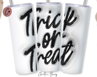 Opgeblazen Trick or Treat Halloween-beker wrap PNG, Halloween gezwollen beker PNG, Halloween-sublimatie PNG, instant digitale download