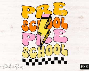 Retro Preschool PNG, First Day Of School PNG, Groovy School Png, School Sublimation Design, Retro Png, Digital Download