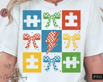 Retro Autism Png, Autism Sublimation, Autism Coquette Png, Autism Awareness Png, Puzzle Autism Ribbon, Autism Mama Png, Autism shirt Png