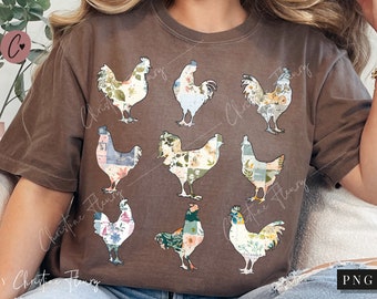 Retro Boho Chickens PNG, Farmhouse PNG, Projekt Sublimacji Kurczaków, Retro Chicken Mama Png, Sublimacja Farmy na Dzień Matki, Pobieranie Cyfrowe