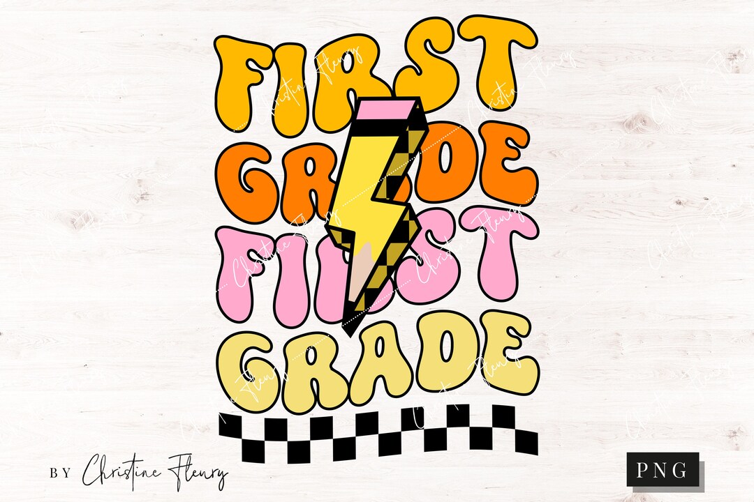 Retro First Grade PNG, First Day of School PNG, Groovy School Png ...