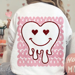 XoXo Melting Heart Smiley Face Glitter PNG, Sublimazione San Valentino PNG, Sublimazione San Valentino retrò, Lover PNG, Download digitale