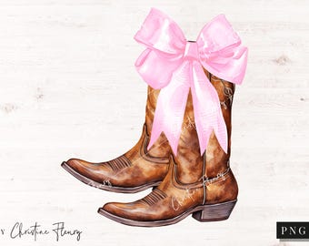 Coquette Cowgirl Boots PNG, Cowgirl PNG, Disco Girly Png, Cowgirl Sublimation Design, In My Pink Era Png, Digital Download
