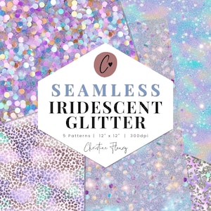 Iridescent Glitter Digital Paper Mini Pack, Seamless Glitter Patterns, Printable Iridescent Paper, Sublimation background for Commercial Use