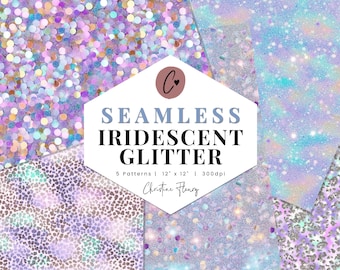Iridescent Glitter Digital Paper Mini Pack, Seamless Glitter Patterns, Printable Iridescent Paper, Sublimation background for Commercial Use