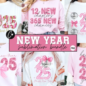 Pacchetto PNG Coquette 2025 di Capodanno rosa, Capodanno Png, Rende tutte le cose nuove png, Scarabocchi 2025, 12 nuovi capitoli png, Capodanno retrò png