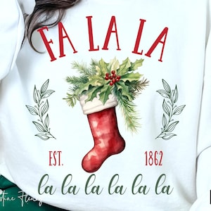 Fa La La La Natale PNG, PNG festivo, Png natalizio per ragazze, Design a sublimazione di Babbo Natale, Jolly Holiday Png, Download digitale