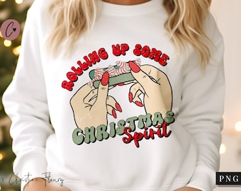 Retro Rolling Up Some Christmas Spirit PNG, Sublimation Christmas Tree Cake PNG, Funny Christmas Sublimation, Christmas PNG Digital Download