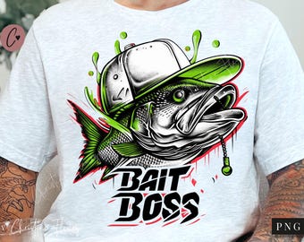 Bait Boss Bass Fishing PNG, Fishing Dad PNG, Fathers Day Shirt, Fishing Sublimation Design, Fathers Day Bass Png, Digital Download