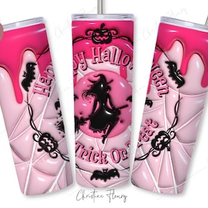 3D Inflated Halloween Tumbler Wrap PNG, 20 oz Skinny Tumbler Sublimation, Straight & Tapered Tumbler Wrap, Instant Digital Download