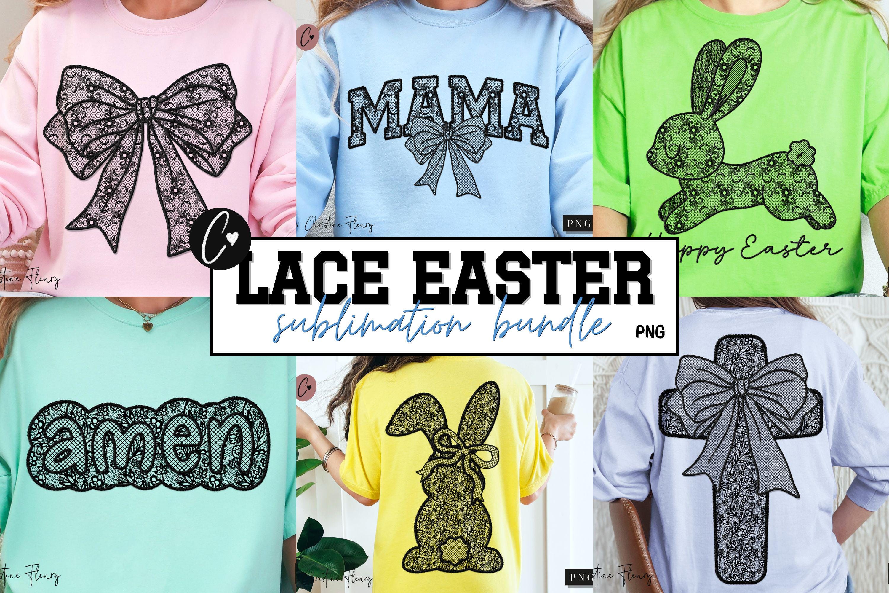 Black Lace Easter PNG Sublimation Bundle, Lace Bunny PNG, Spring ...