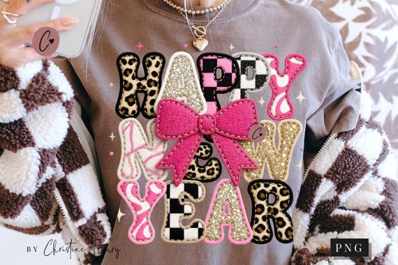 Patches Happy New Year PNG Faux Latch Hook, New Year New Me 2026 Girly Png, Happy New Year PNG New Year Sublimation Design, Digital Download