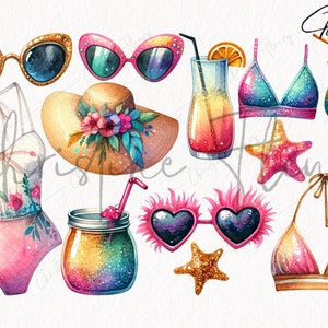 Beach Babe Clipart, Summer PNG, Watercolor Babe PNG, Pool PNG Instant ...