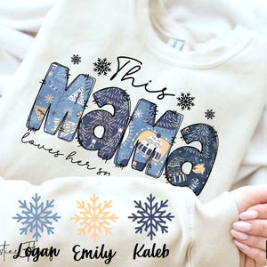 Esta mamá ama sus copos de nieve PNG, Navidad PNG, Feliz mamá PNG, Diseño de sublimación de mamá, Manga navideña Png, Descarga digital