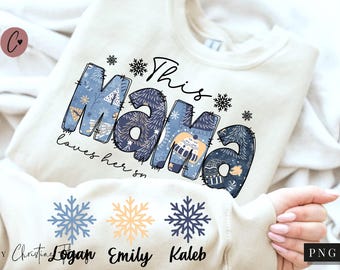 This Mama Loves Her Snowflakes PNG, Christmas PNG, Merry Mama Png, Mama Sublimation Design, Christmas Sleeve Png, Digital Download
