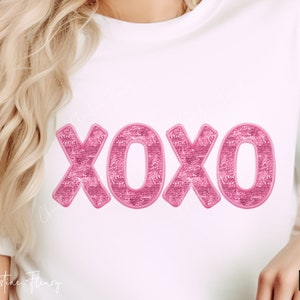 Rose XOXO paillettes fausses scintillantes Saint-Valentin PNG, Sublimation de la Saint-Valentin, Sublimation Design, téléchargement numérique