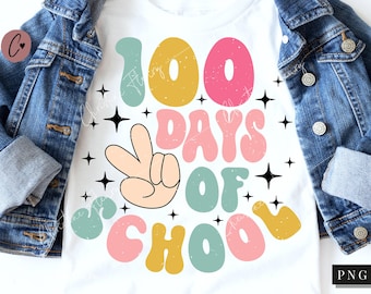 Kids 100 Days Of School PNG, School PNG, 100 Days School Shirt, Kindergarten PNG, Preschool Sublimation, Digital Download