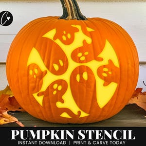 Ghosts Pumpkin Stencil, Printable Pumpkin Stencil, Jack O Lantern, Pumpkin Carving Stencil, Halloween Crafts, Pumpkin Stencil Halloween