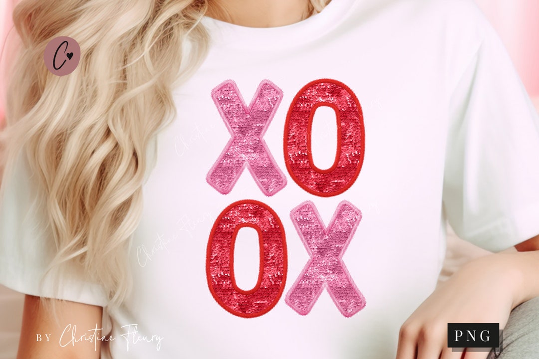 XOXO Sparkly Faux Sequins Valentines PNG, Valentines Day Sublimation ...