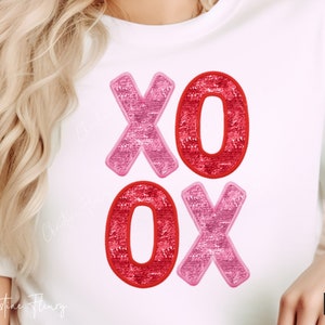 XOXO Sparkly Faux Sequins Valentines PNG, Sublimazione di San Valentino, Design di sublimazione, Download digitale
