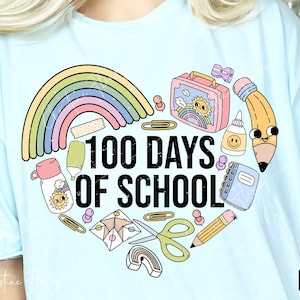 100 Days Of School PNG, School PNG, 100 Days School Shirt, Kindergarten PNG, Preschool Sublimation, Digital Download