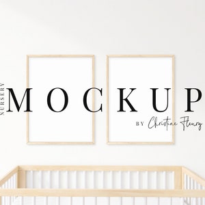 Neutral Nursery Wood Frame Mockup, Two Boho Frame Mockup, Nursery Frame, Frame Mockup, Print Mockup