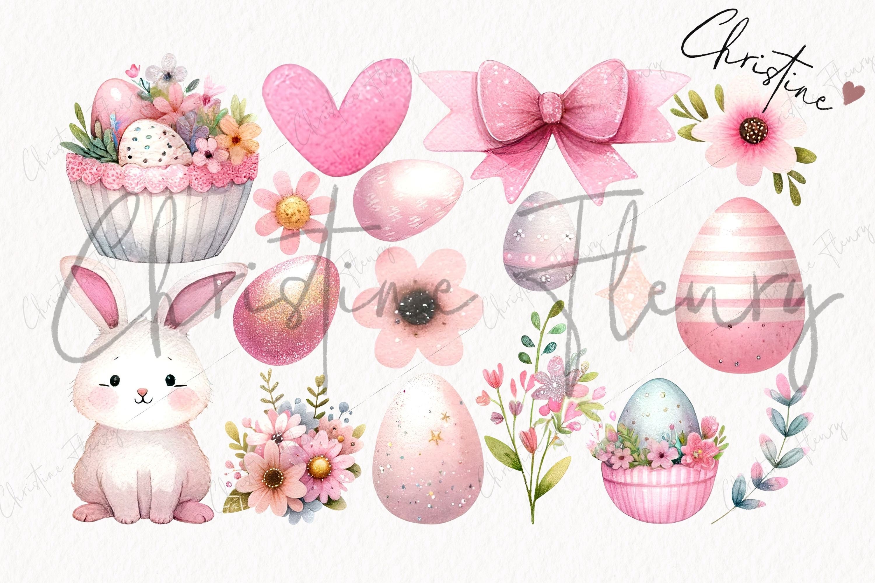 Watercolor Cute Easter Clipart Set, Spring PNG, Easter PNG, Cute Bunny ...