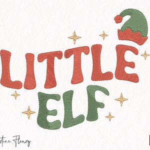 Faux Stickerei kleiner Elf PNG, Weihnachten PNG, Weihnachtsbaby Png, Weihnachtssublimationsdesign, Familie Elf Png, digitaler Download