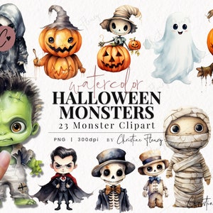 Aquarell Halloween Monster Clipart, Aquarell Halloween Clipart, Aquarell PNG, PNG Sofortiger Download für kommerzielle Nutzung
