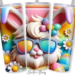 Emballage de gobelet lapin de Pâques 3D PNG, Sublimation de gobelet skinny 20 oz, emballage de gobelet de Pâques, Pâques PNG, téléchargement numérique
