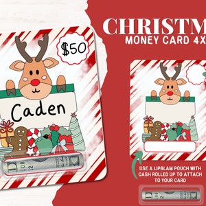 Weihnachtsgeldkarte PNG, niedliche Rentier-Kindergeldkarte, Weihnachten druckbar, DIY Weihnachtsgeschenk