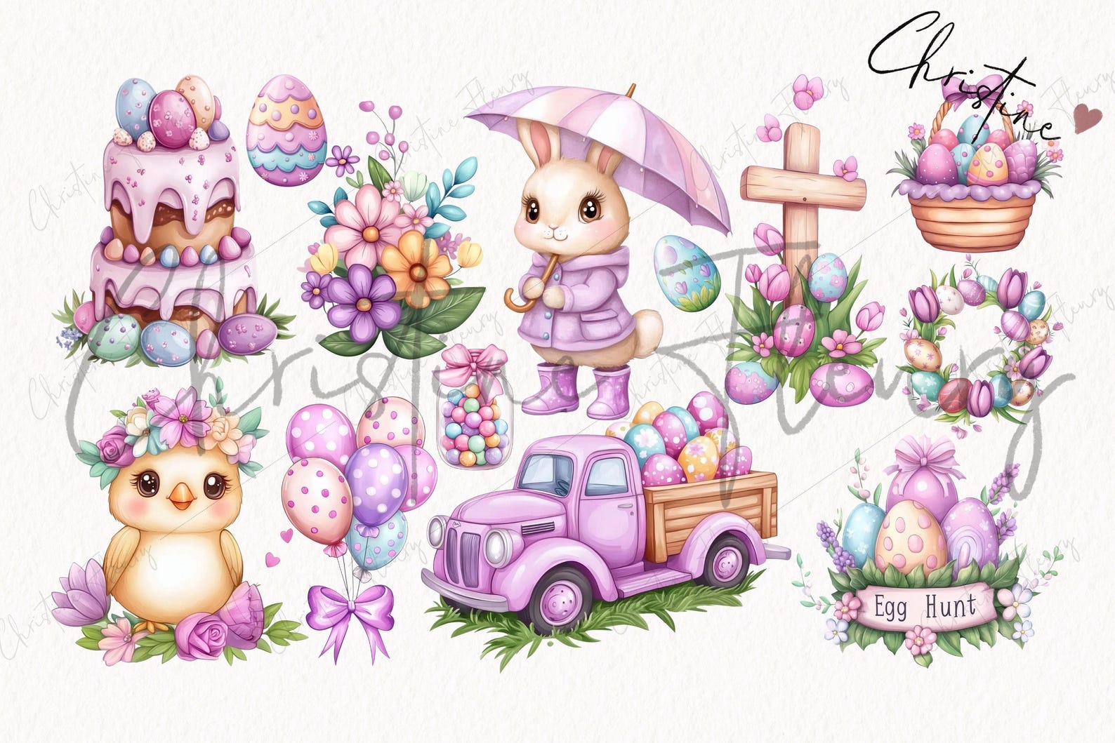 Pastel Easter Clipart Bundle, Easter PNG, Cute Easter Clipart, Kids ...