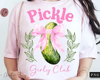 Coquette Pickle Girly Club PNG, Funny Png, Pink Coquette Bows, Trendy PNG, Soft Girl Era, Girl Who Loves Pickles, Pickle Lovers Coquette PNG