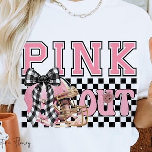 Checkered Football Pink Out PNG, Breast Cancer PNG, Preppy Football Season PNG, Sport Sublimation Design, Digital Download