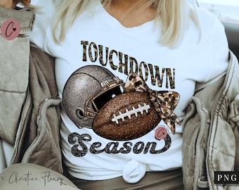 Kokette Touchdown Saison PNG, Fußball PNG, Fußball Mama Leopard PNG, Sport Sublimationsdesign, digitaler Download
