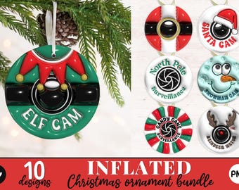 3D Christmas Ornament Sublimation Bundle, 3D Inflated Christmas Round Ornament Sublimation, Christmas PNG, Sublimation Design