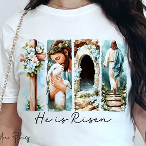 He Is Risen png, penseelstreek Pasen png, lentesublimatie, bijbelvers png, het graf is leeg png, digitale sublimatie