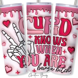 3D aufgeblasener Amor weiß Tumbler Wrap PNG, Valentinstag Puffy Tumble PNG, lustige Valentine Sublimation PNG, sofortiger digitaler Download