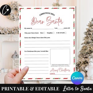 Brief an den Weihnachtsmann, Canva Vorlage Druckbare Brief an den Weihnachtsmann, Kinder Weihnachtswunschliste, Lieber Weihnachtsmann Wunschliste, Sofort Download