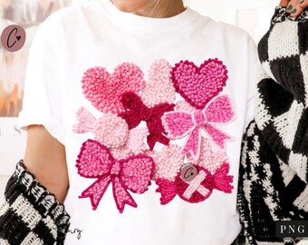 Girly Valentine Faux Latch Hook PNG, Faux Crochet Valentine's Day Shirt Design, Valentine PNG Digital Download, Preppy Coquette PNG