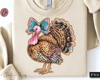 Coquette Turkey PNG, Thanksgiving PNG, Funny Turkey PNG, Girly Fall Sublimation Design, Digital Download