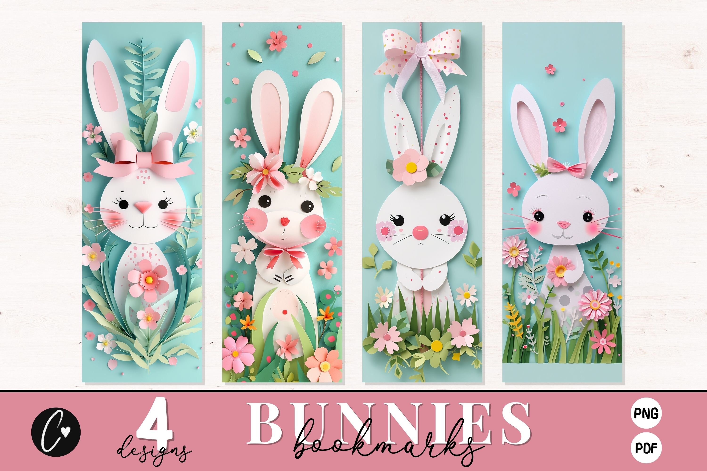 Paper Rabbit Bookmark Cute Paper Bunny Bookmark Designs, Spring Printable Bookmarks ...
