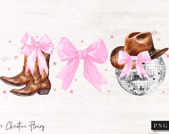 Coquette Disco Cowgirl PNG, Coquette PNG, Disco Girly Png, Cowgirl Sublimation Design, New Years Png, Digital Download