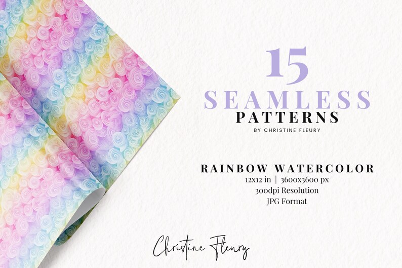 Seamless Rainbow Watercolor Digital Paper, Rainbow Pattern and ...