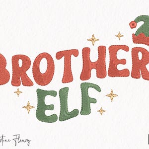 Faux Stickerei Bruder Elf PNG, Weihnachten PNG, Weihnachtsbruder Png, Weihnachtssublimationsdesign, Familie Elf Png, digitaler Download