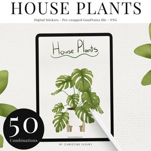 House Plants Pre-Cropped Digital Stickers for GoodNotes - iPad Digital Planner Stickers | Christine Fleury
