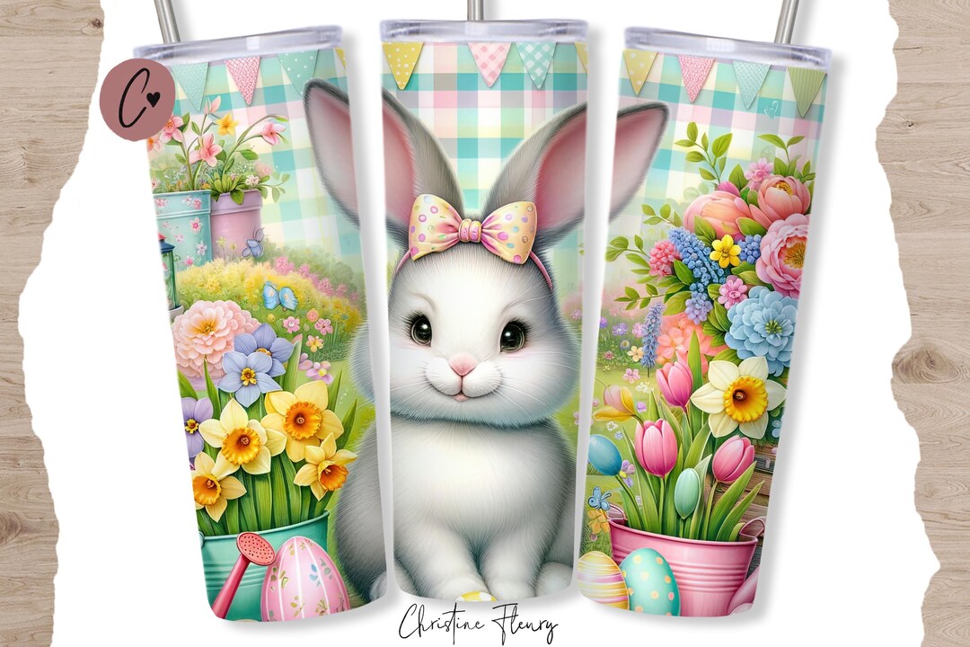 Cute Easter Bunny Tumbler Wrap PNG, 20 Oz Skinny Tumbler Sublimation ...