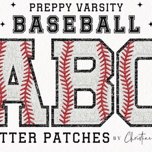 Parches de letras de chenilla de béisbol PNG, alfabeto de chenilla, brillo de chenilla sintética de sublimación de béisbol, diseño de sublimación