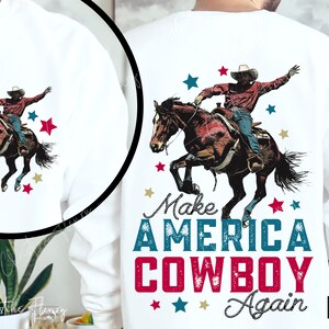 Voor- en achterkant Maken America Cowboy Again png, 4 juli png, West-Amerika png, western sublimatieontwerp, Independence Day png